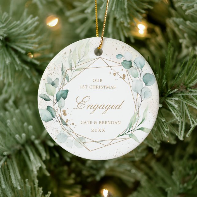 Décoration En Céramique Elégant Photo Or Eucalyptus géométrique engagé (Arbre)