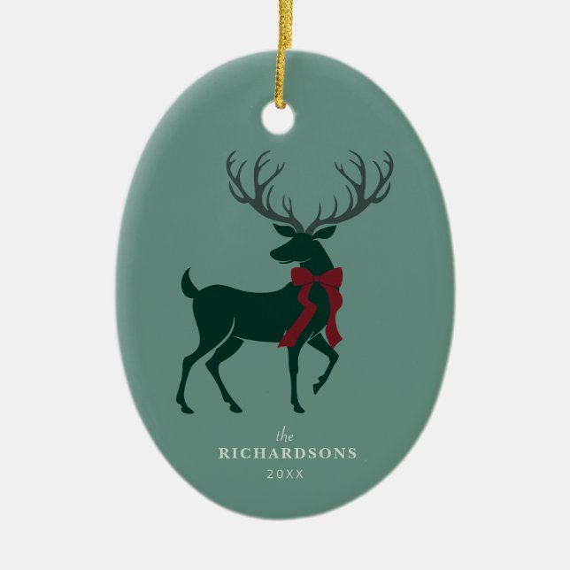 Décoration En Céramique Élégant Photo personnalisée Noël de famille (Devant)