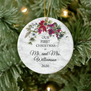 Décoration En Céramique Elégant Poinsettia Pine Premier Noël Marié