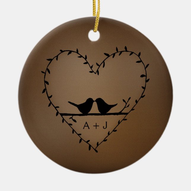 Décoration En Céramique Élégant romantique Lovebird Couple Personnalisé No (Devant)