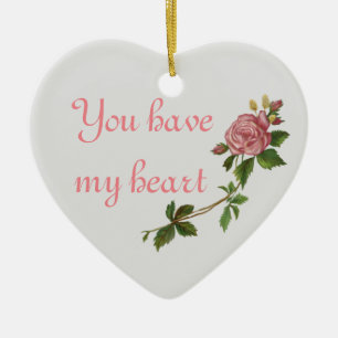 Décoration En Céramique Élégant Rose Vintage rose, texte personnalisable
