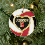 Décoration En Céramique Élégant Rouge, Noir et Or Volleyball Ceramic Orn<br><div class="desc">do-it-yourself Nom et Numéro Volleyball Sport Player Ornement de Noël prêt pour vous à personnaliser. Remarque : Toutes les zones de modèle n'ont pas besoin d'être modifiées. 📌 Si vous avez besoin d'une personnalisation plus poussée, cliquez sur le bouton "Cliquez pour Customiser plus loin" ou "Customiser ou modifier la conception"...</div>