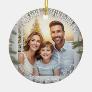 Décoration En Céramique Élégant Script élégant Photo Joyeux Noël