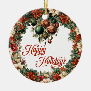 Décoration En Céramique Élégante couronne de Noël somptueuse baubles ornem