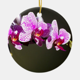 Décoration En Céramique Élégante orchidée rose fleurie tropicale