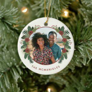 Décoration En Céramique Élégante végétation fleurie Noël 2 Famille de
