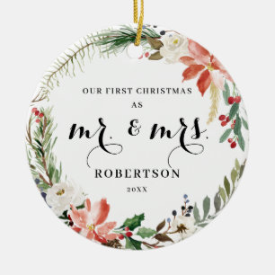 Décoration En Céramique Élégante végétation Poinsettia Premier Noël