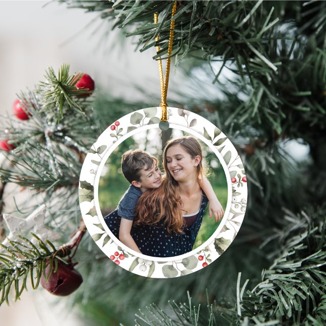 Décoration En Céramique Élégante verdure d'hiver blanche Wreath 1 Photo (Créateur téléchargé)