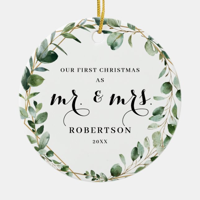 Décoration En Céramique Élégante verdure géométrique Premier Noël (Devant)