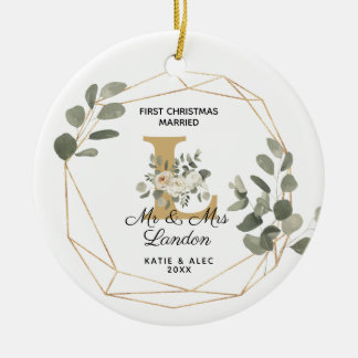 Décoration En Céramique Élégante verdure Première Noël Mariée