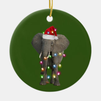 Décoration En Céramique Elephant avec lumière Casquette Noël