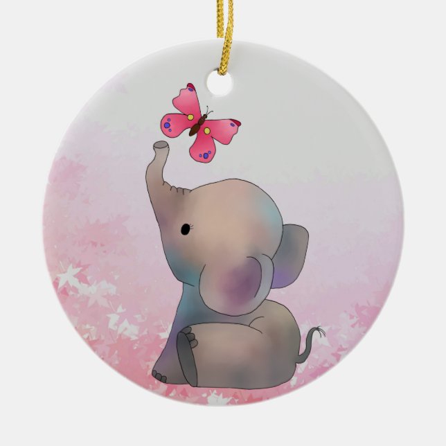 Décoration En Céramique Éléphant avec papillon (Devant)