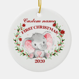 Décoration En Céramique Eléphant bébé personnalisé 2020 premier Noël