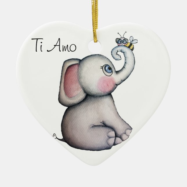 Décoration En Céramique Éléphant de bébé avec l'arrière - plan de blanc (Devant)