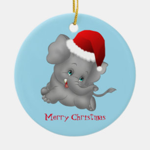 Décoration En Céramique Éléphant d'Ornement-Père Noël de Noël