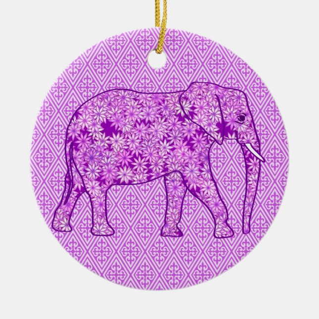 Décoration En Céramique Eléphant fleur - améthyste violet (Devant)