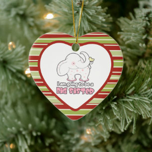 Décoration En Céramique éléphant Je vais être une grande soeur Noël