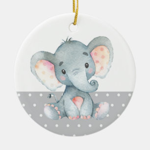 Décoration En Céramique Eléphant mignon Baby shower gris