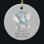 Décoration En Céramique Eléphant mignon Baby shower gris<br><div class="desc">Ornement en céramique gris Baby shower Eléphant</div>