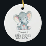 Décoration En Céramique Eléphant mignon Baby shower gris<br><div class="desc">Ornement en céramique gris Baby shower Eléphant</div>