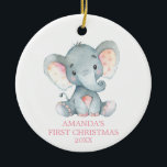 Décoration En Céramique Eléphant mignon fille bébé premier rose de Noël<br><div class="desc">Eléphant mignon fille bébé premier ornement en céramique rose de Noël</div>
