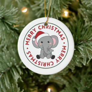 Décoration En Céramique Eléphant Noël Neige Hiver Animaux Eléphants C