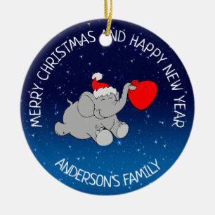 Décoration En Céramique Elephant Père Noël