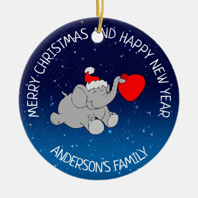 Décoration En Céramique Elephant Père Noël (Devant)