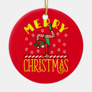 Décoration En Céramique Elfe de gymnaste sur poutre Gymnastique Noël