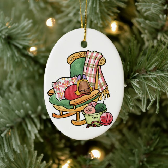 Décoration En Céramique Elvis sur la chaise à bascule (Arbre)