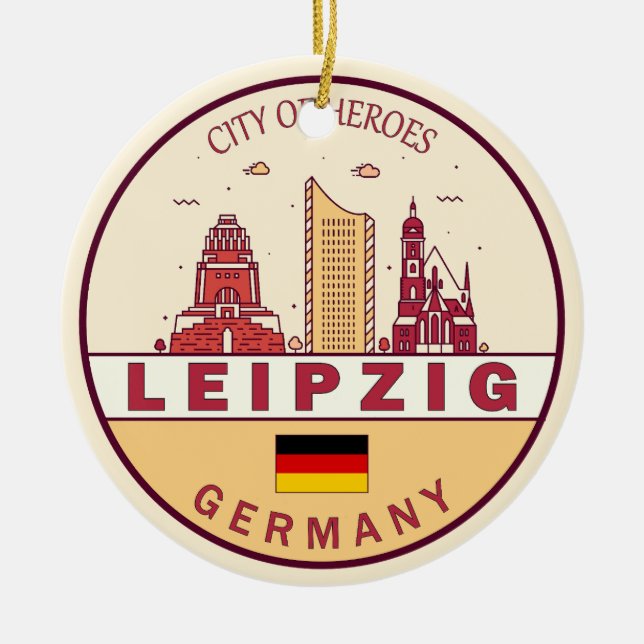 Décoration En Céramique Emblem Leipzig Allemagne City Skyline (Devant)