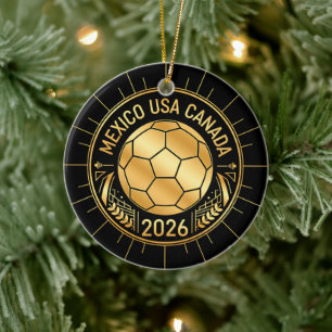 Décoration En Céramique Emblème de football doré 2026 Mexique États-Unis