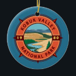 Décoration En Céramique Emblème de la boussole rétro du parc national de l<br><div class="desc">Design vectoriel Kobuk Valley. Le parc est un parc national américain situé dans la région arctique du nord-ouest de l'Alaska.</div>