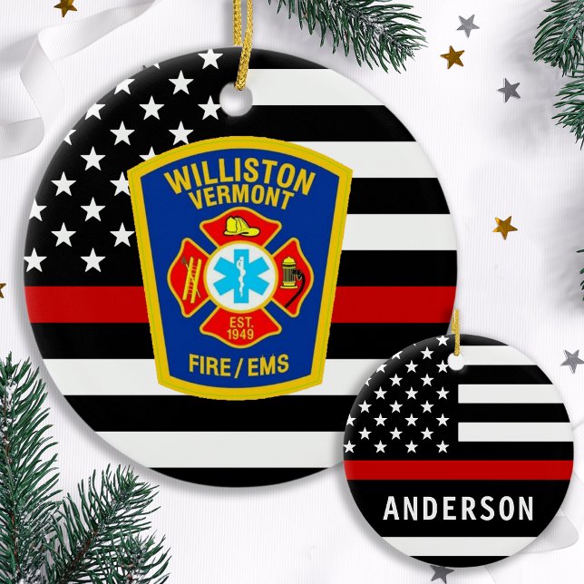 Décoration En Céramique Emblème de pompier du logo personnalisé du service (Créateur téléchargé)