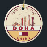 Décoration En Céramique Emblème Skyline de Doha Qatar<br><div class="desc">Design d'art minimaliste et coloré de Doha avec monuments et monuments de la ville au Qatar.</div>