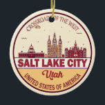 Décoration En Céramique Emblème Skyline de Salt Lake City Utah City<br><div class="desc">Le Salt Lake City,  minimaliste et coloré design d'art avec des monuments et des points de repère de la ville dans l'Utah.</div>
