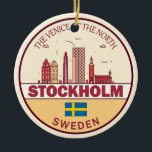 Décoration En Céramique Emblème Skyline de Stockholm Suède<br><div class="desc">Design d'art minimaliste et coloré de Stockholm avec monuments et monuments de la ville en Suède.</div>