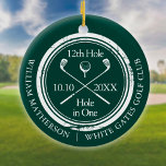 Décoration En Céramique Emerald Green Golf Trou en un rétro Personnalisé<br><div class="desc">Avec un effet de timbre vieilli design rétro classique. Personnalisez le nom,  le numéro du trou de localisation et la date pour créer un grand gardien de golf pour célébrer ce trou fantastique en un. Conçu par Thisisnotme©</div>