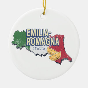 Décoration En Céramique Émilie Romagne Drapeau Italie Retro Carte Région V