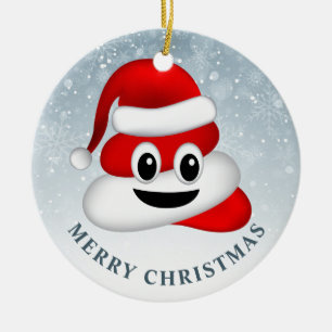Décoration En Céramique emoji de noël poo avec chapeau santa