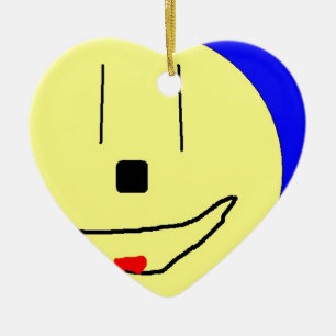 Décoration En Céramique Emoji Doux, Bleu Jaune, Art Par Enfants :)