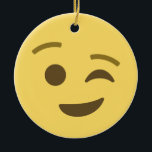 Décoration En Céramique Emoji Winking<br><div class="desc">Emotion du visage en train de couler Ornement. Emoji art Version 2 par EmojiOne. Sous licence Creative Commons (CC-BY 4.0).</div>
