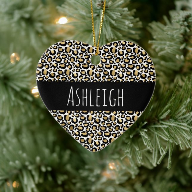 Décoration En Céramique Empreinte de léopard d'or noir (Arbre)