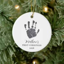 Empreinte de main de bébé premier Noël