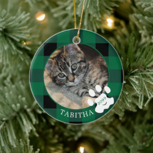Décoration En Céramique Empreinte de Patte de Chat Vert Buffalo Carreaux P