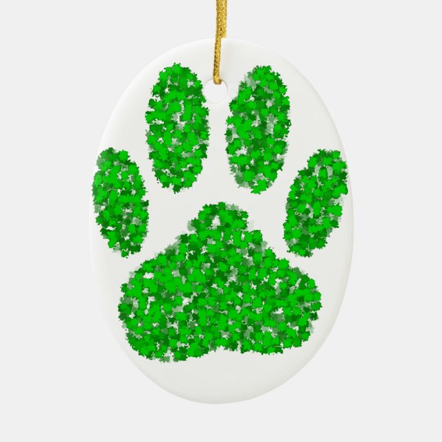 Décoration En Céramique Empreinte de patte de chien de feuillage vert (Devant)
