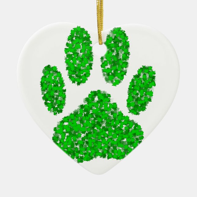 Décoration En Céramique Empreinte de patte de chien de feuillage vert (Devant)