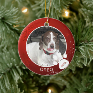 Décoration En Céramique Empreinte de Patte de Chien Étoiles Flocon de Neig