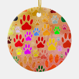 Décoration En Céramique Empreintes de pattes de chiens sur Arrière - plan 