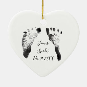 Décoration En Céramique Empreintes de pieds pour bébés, ajouter la date 
